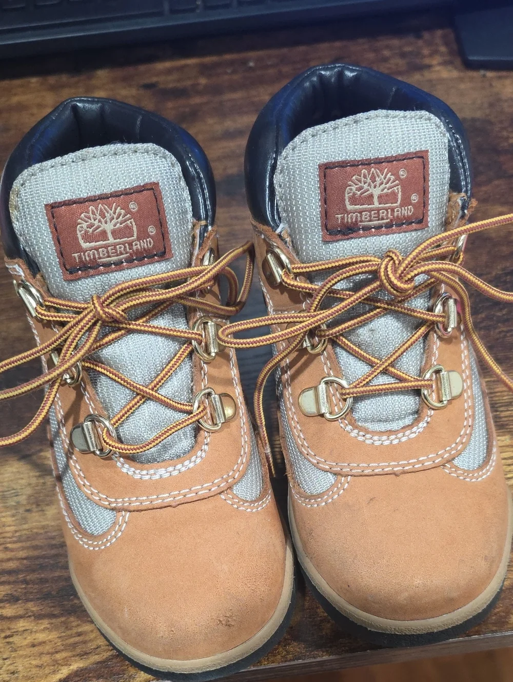 Timberland Kids Tan and Beige Leather Hiking Boots